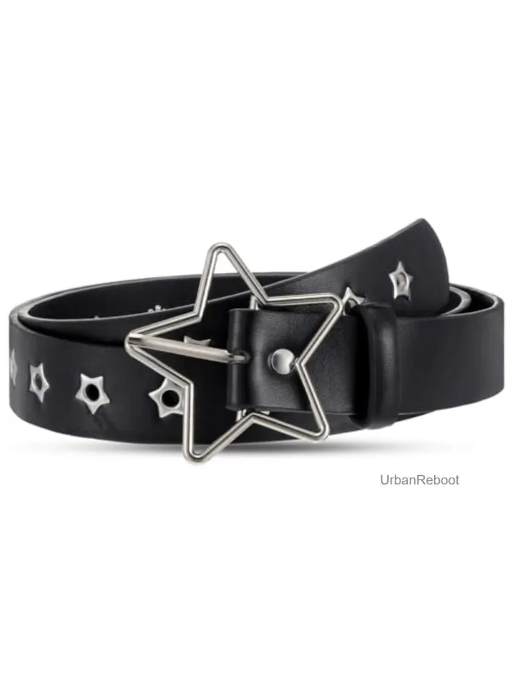 Y2K Star Studded PU Leather Belt Punk Goth Waist Belt for Women